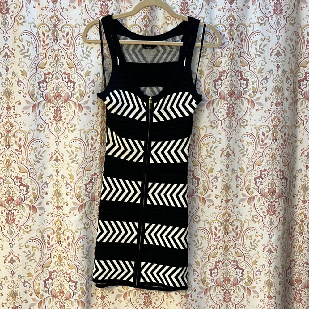 bebe black and white banded dress. Size small.